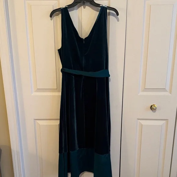 DKNY Dark Teal Velvet Midi Dress - Picture 3 of 4